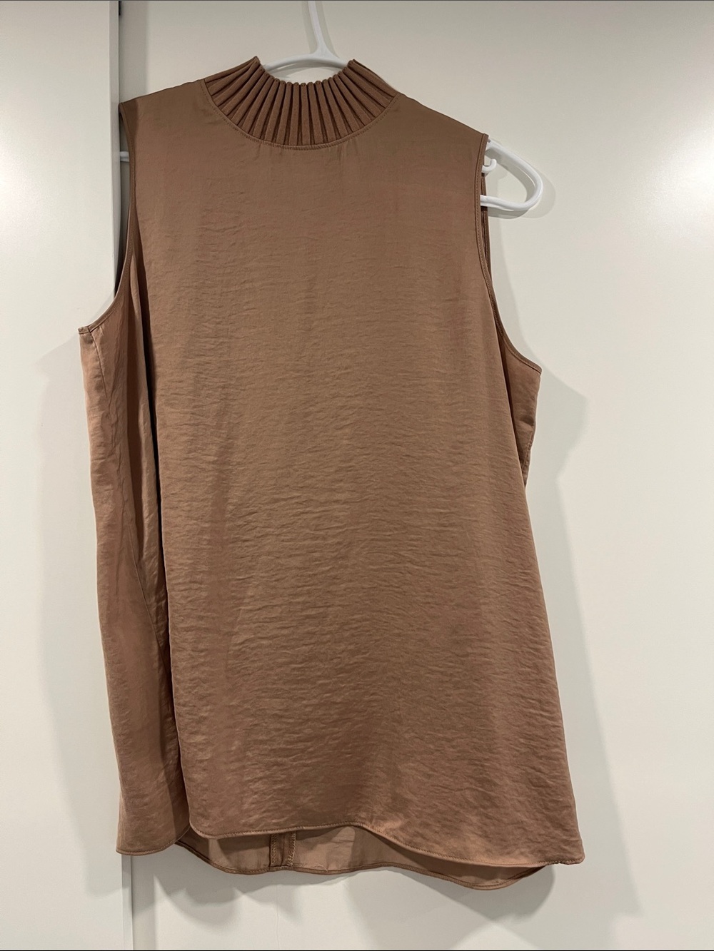Renuar Sleeveless Mock Neck Top in Beige